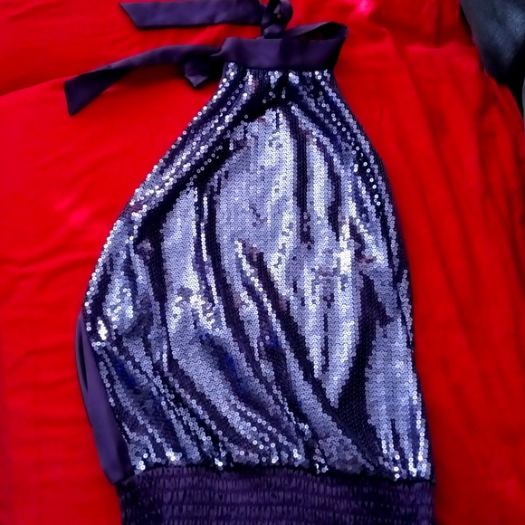 Charlotte Russe Tops - Women's satin and sequins halter top